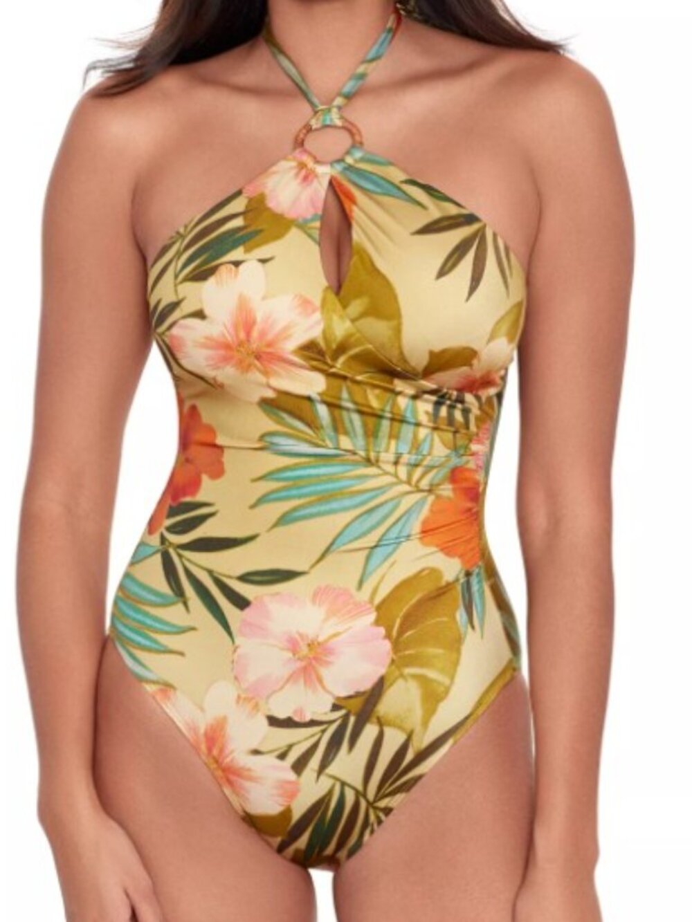LAUREN RALPH LAUREN PRINTED HALTER-NECK SWIMSUIT (SIZE 6)